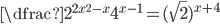 \dfrac{2^{2x^2-x}}{4^{x-1}}=(\sqrt{2})^{x+4}