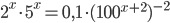 2^x\cdot 5^x=0,1\cdot (100^{x+2})^{-2}