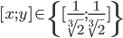 [x;y]\in\{[\frac1{\sqrt[3]2};\frac1{\sqrt[3]2}]\}