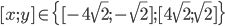 [x;y]\in\{[-4\sqrt2;-\sqrt2];[4\sqrt2;\sqrt2]\}